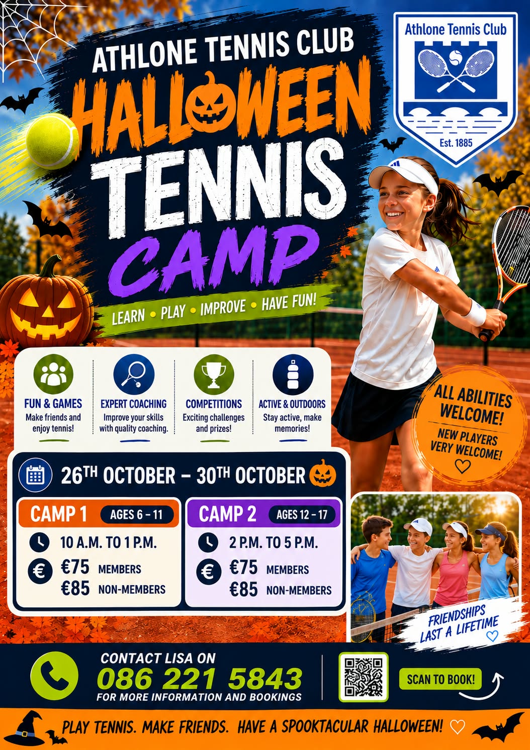 Athlone Tennis Club Halloween Tennis Camp, 26th-30th October 2026